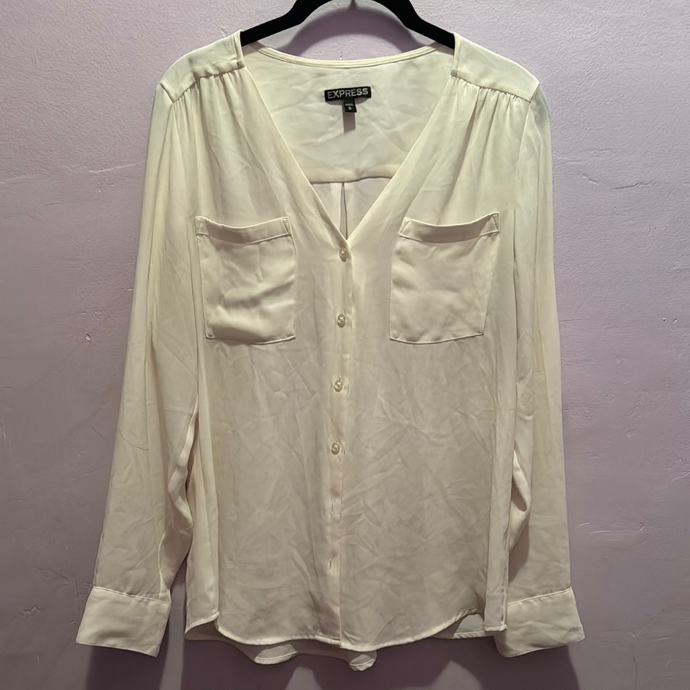 Express Cream Button Down Shirt Top